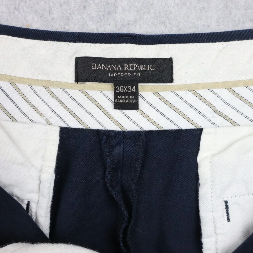 Banana Republic Pants Mens 36x34‎ Tapered Fit Khaki Stretch Flex Flat Front Blue
